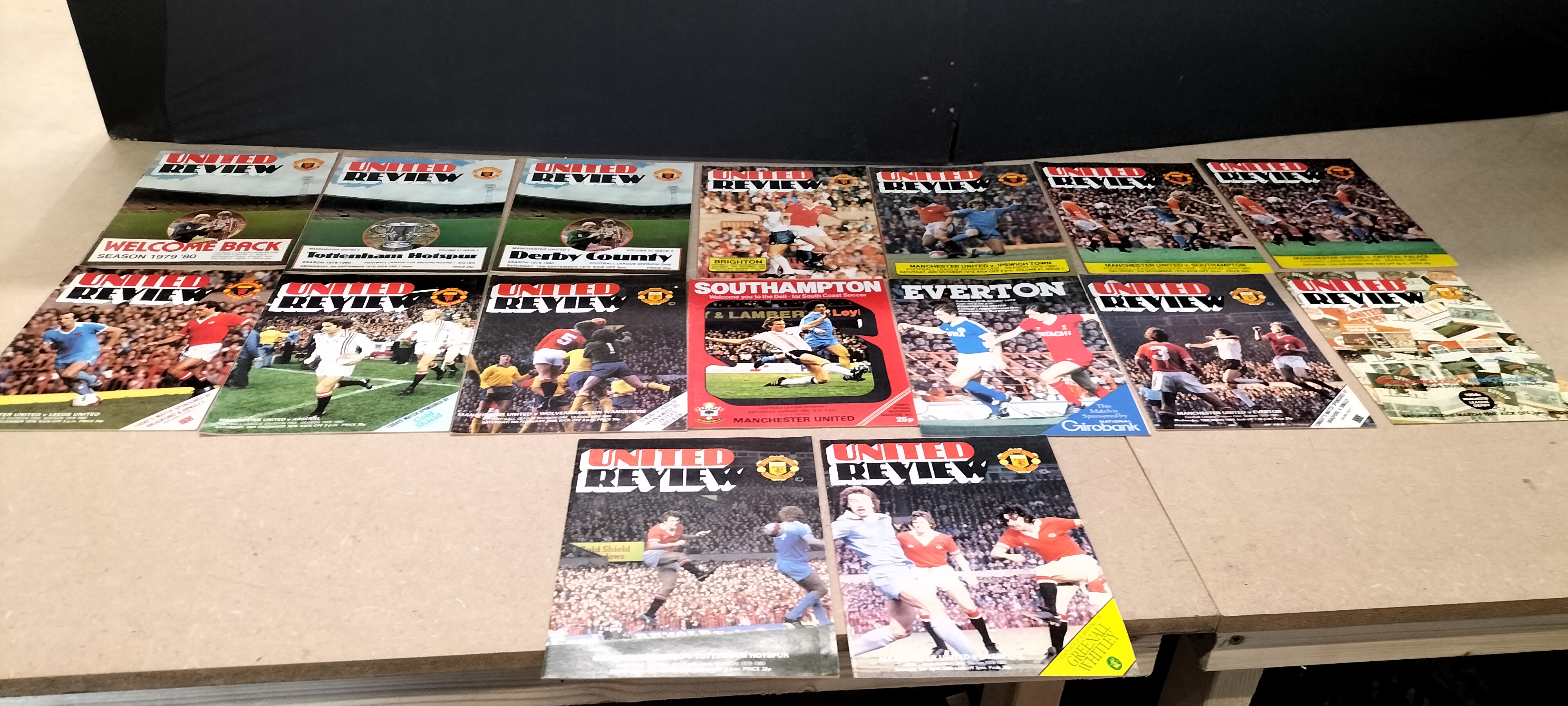 A Collection of 16 Manchester United United Review Paper Football Programmes