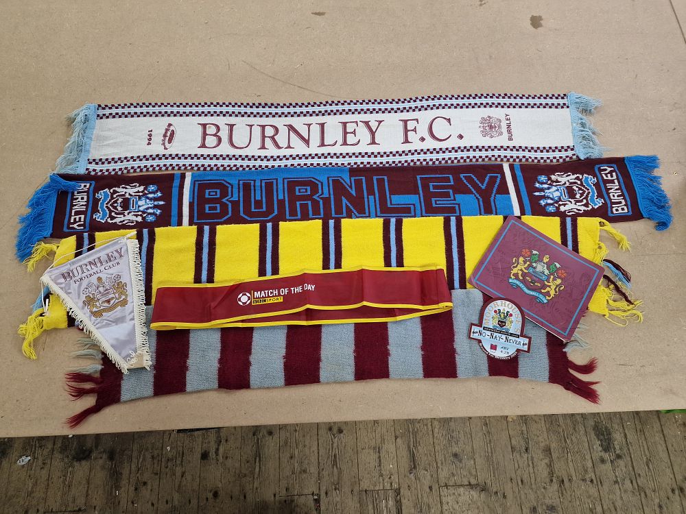 Lot 484: A Collection of 8 Burnley Football Club Textiles and Memorabilia