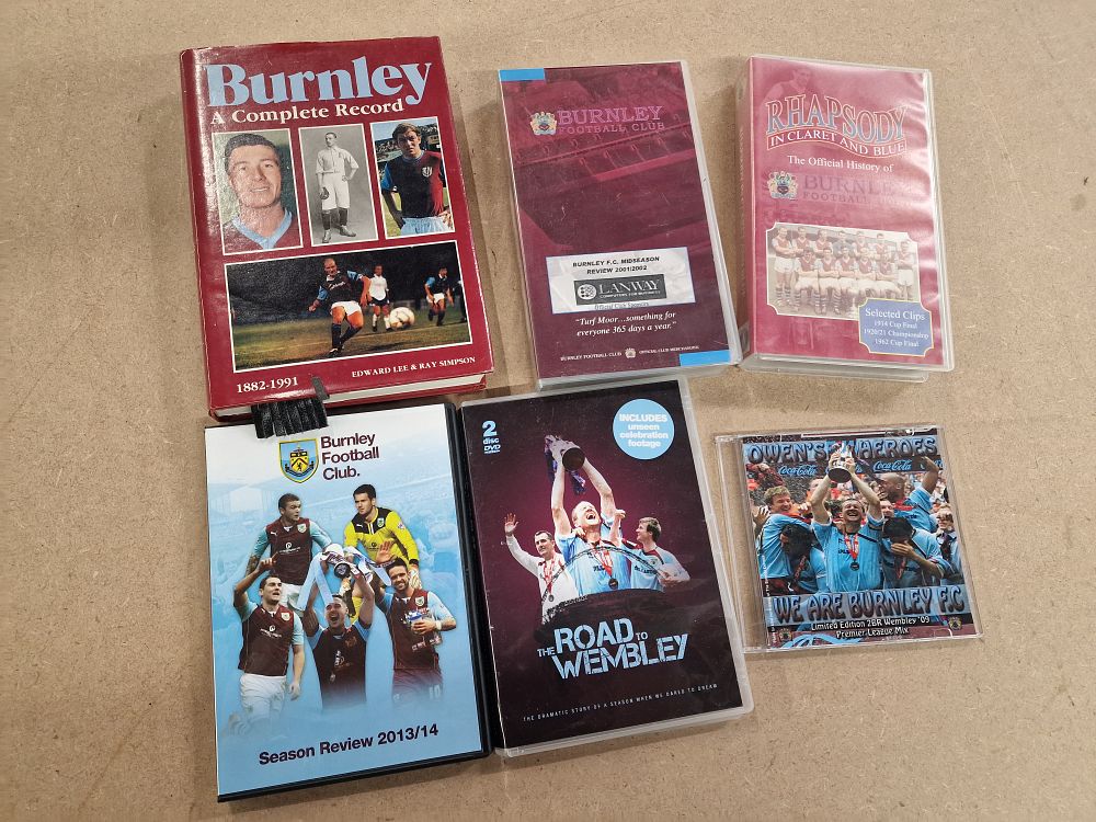 Lot 485: A Collection of 6 Burnley Football Club Books and Audiovisual Media Items