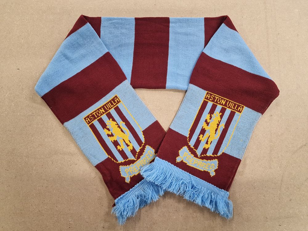 Lot 492: An Aston Villa FC Claret and Blue Knit Bar Scarf