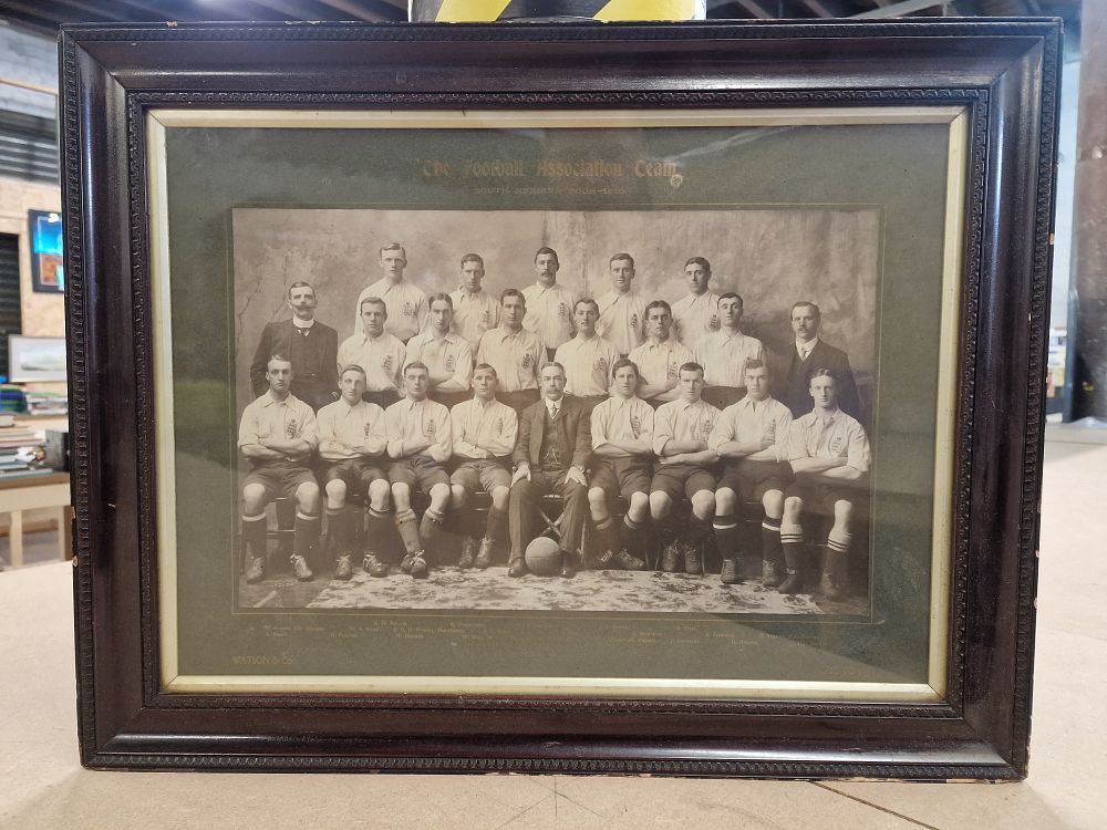 Lot 500: A Framed Watson & Co. The Football Association Team South African Tour 1910 Print
