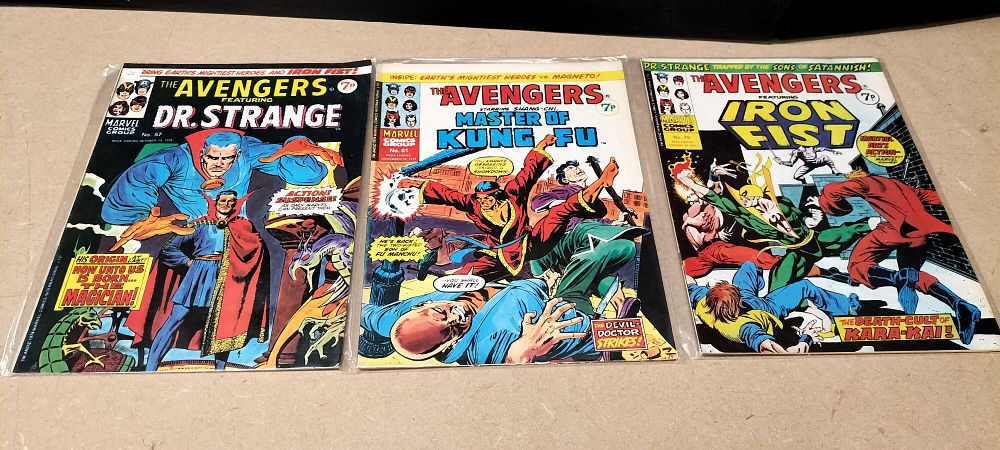 Lot 346: 3 Vintage Marvel Comics International Ltd Paper The Avengers Comics, No. 57, 61 and 70