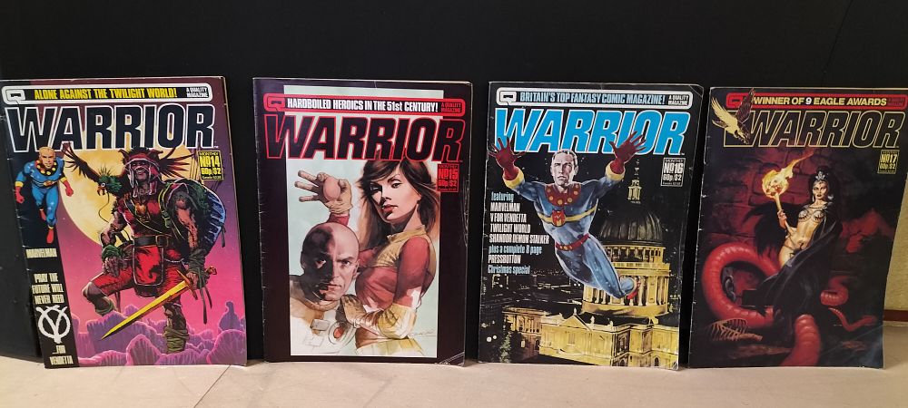 Lot 350: 4 1980s Quality Communications Warrior Monthly Magazine Issues 14 to 17