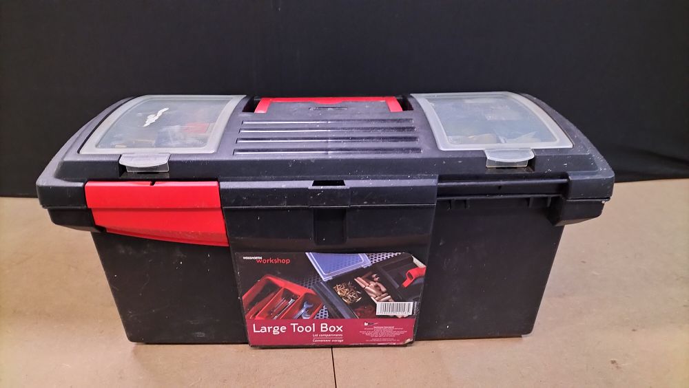Lot 177: A Collection of Woodworths Workshop Plastic Tool Box and Assorted Hand Tools