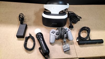 A Collection of 7 Sony PlayStation VR Gaming Peripherals, Model CUH-ZEY2. Untested