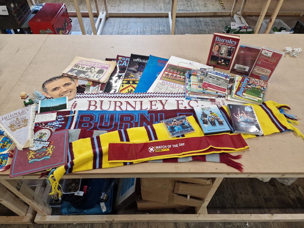 Lot 398: Burnley FC Programmes, Scarves and Memorbilia
