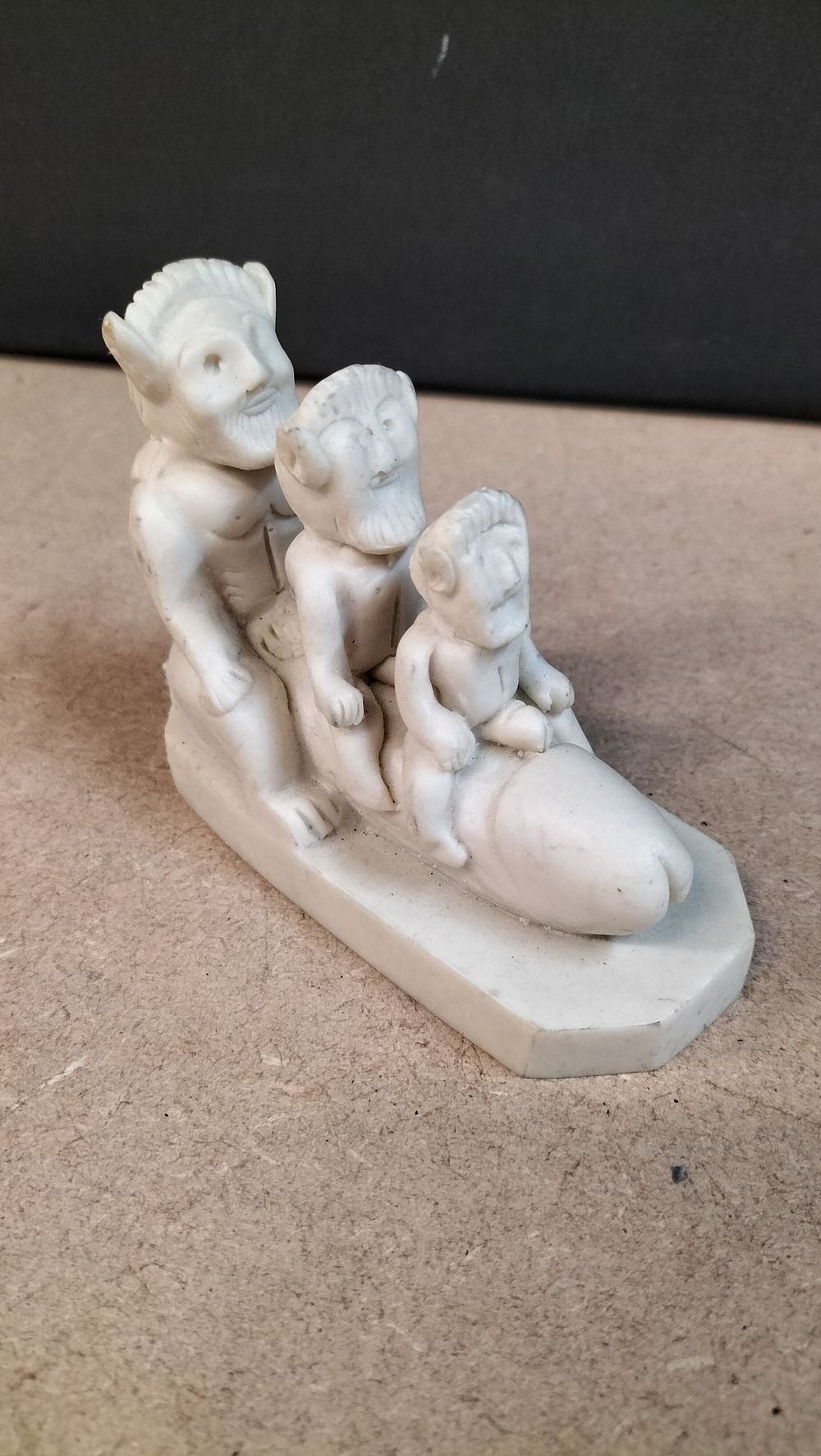 Lot 271: A Carved Composite Erotic Satyr Group Figurine
