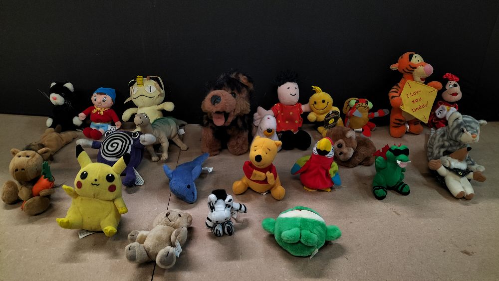 Lot 295: An Assortment of 23 Vintage Plush and Bean-Filled Soft Toys including McDonald's and Disney Characters