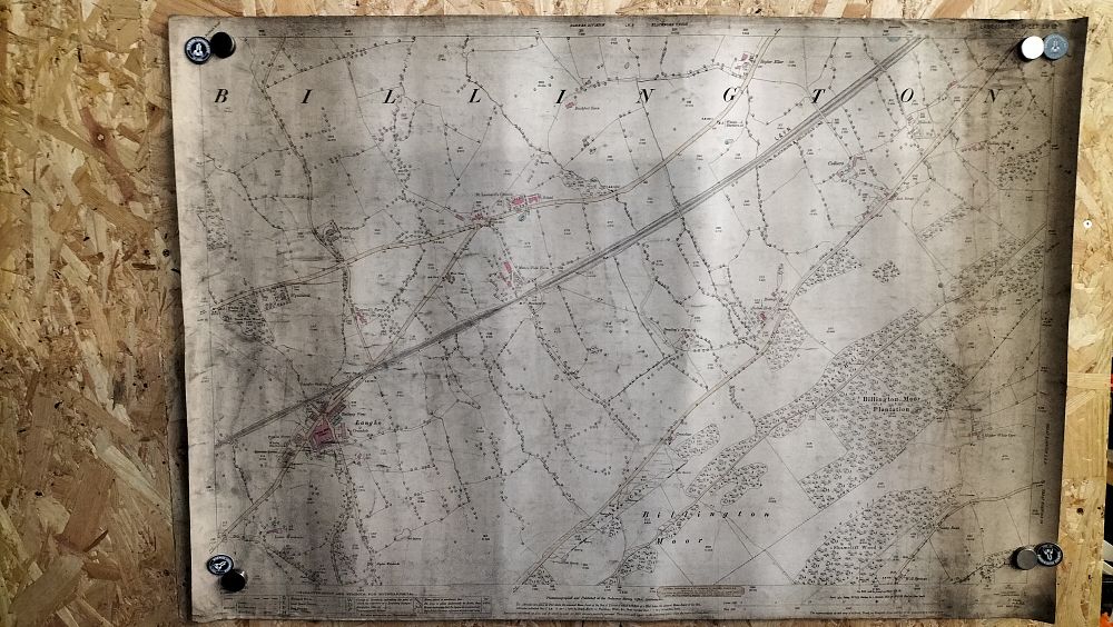 Lot 300: A Victorian Ordnance Survey Paper Map of Billington, Lancashire Sheet LV 13