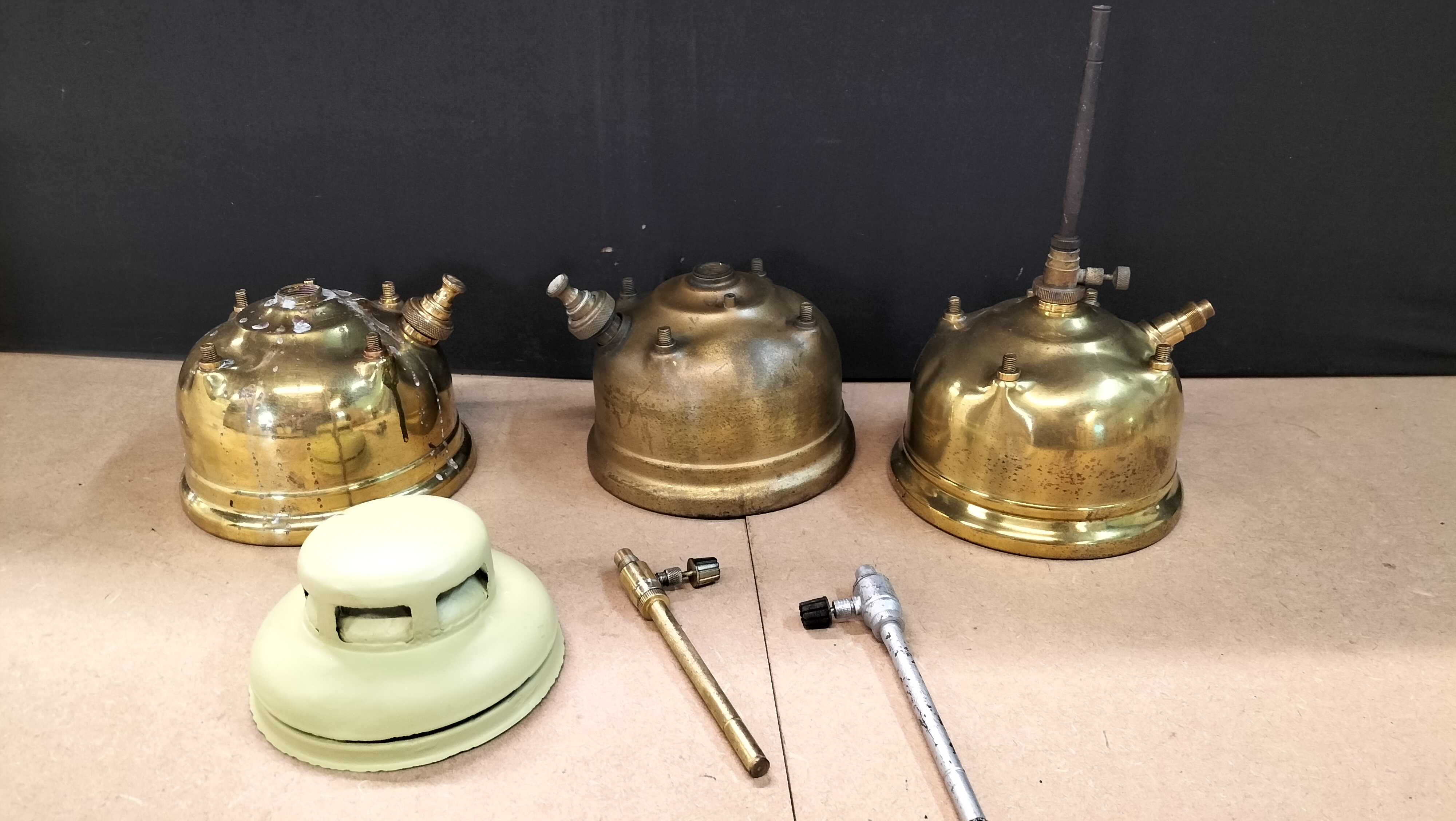A Collection of 6 Vintage Tilley Brass Paraffin Pressure Lamp Components