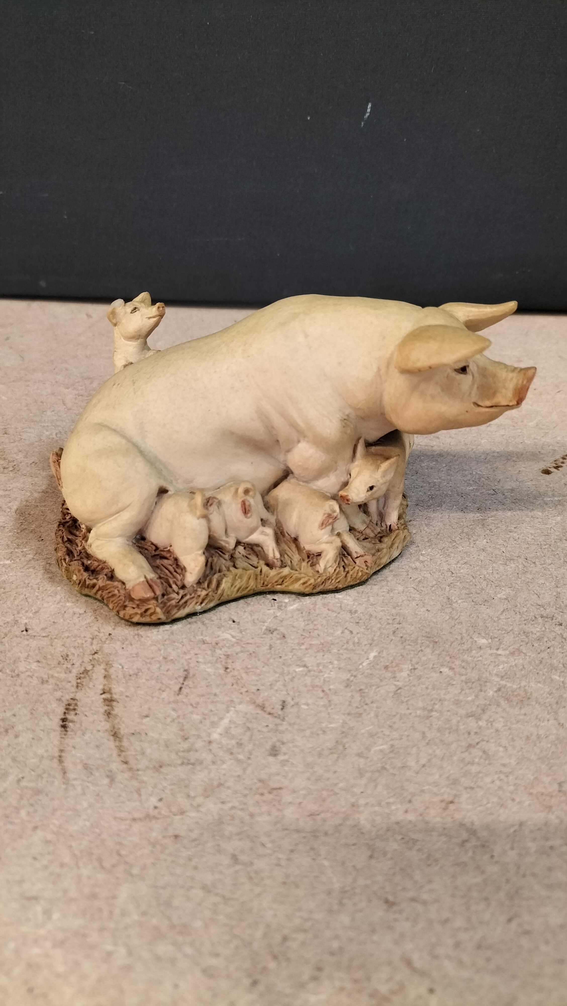 A Hand Painted Composite Sow and Piglets Figurine, Natures Heritage by Holland Studio Craft