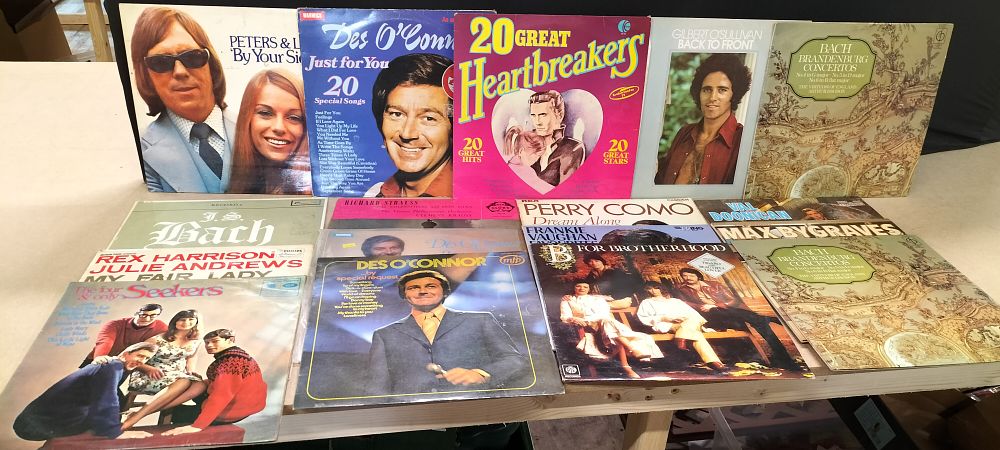 Lot 321: A Collection of 14 Vinyl LP Records Including Des O'Connor, The Seekers and Classical Titles
