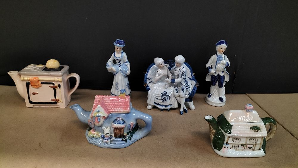 Lot 349: A Collection of Porcelain and Ceramic Figurines and Novelty Teapots