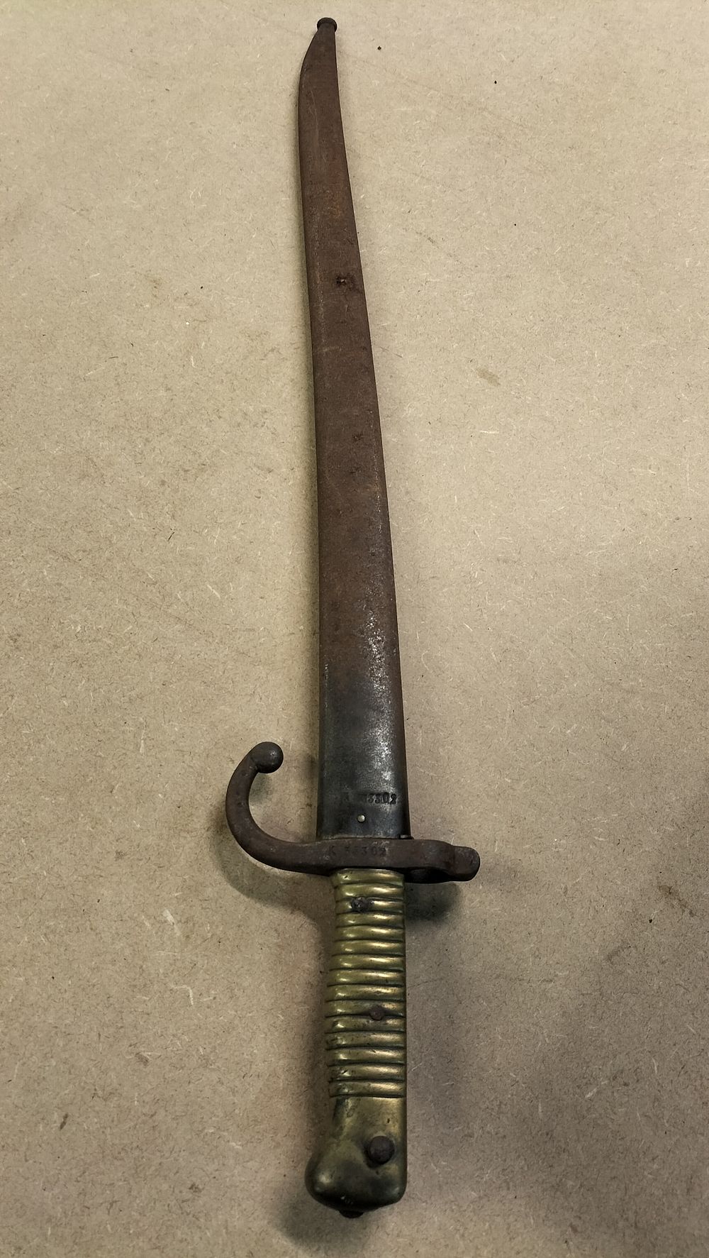 Lot 187: A French M1866 Yataghan Bayonet and Scabbard Manufacture Impériale de Saint-Etienne 1868