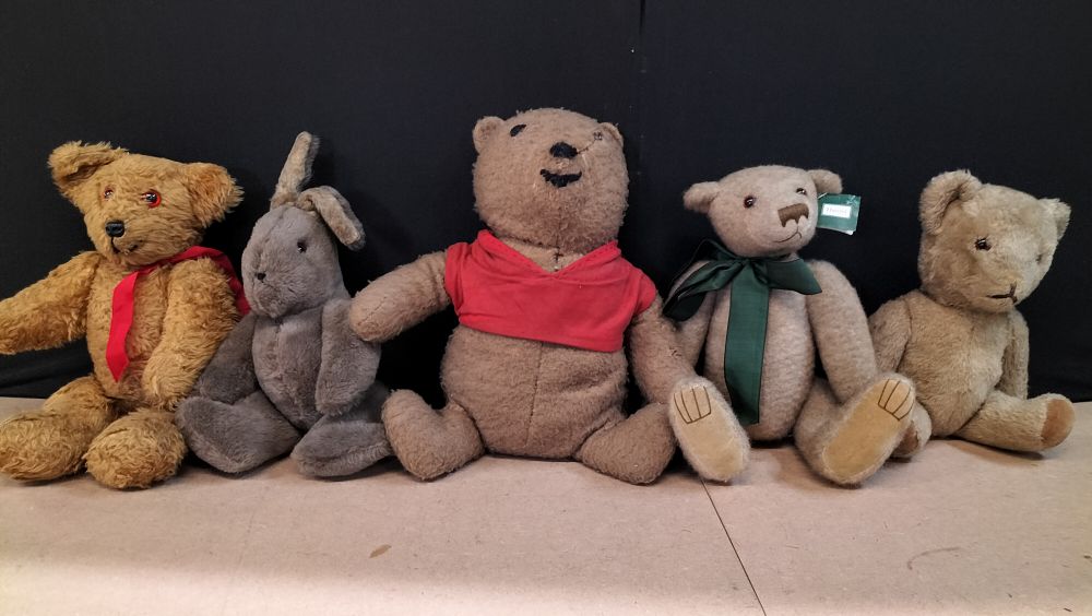 Lot 198: A Collection of Five Vintage Mohair and Plush Soft Toys including Harold