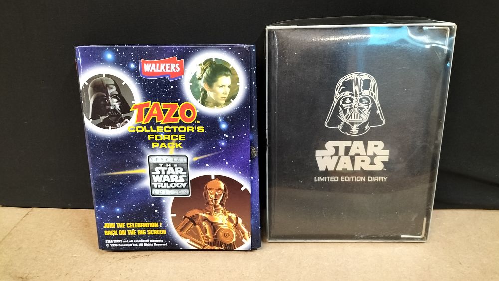 Lot 200: 2 Walkers Star Wars Tazo Collectors Force Packs and Limited Edition Diary