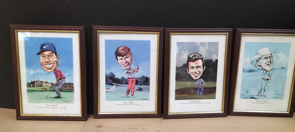 Lot 220: A Set of 4 Graham Berry Framed Golfing Caricature Prints