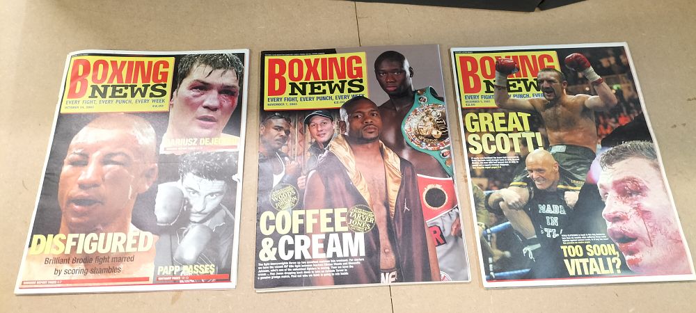 Lot 238: A Collection of 9 Boxing News Magazines October to December 2003