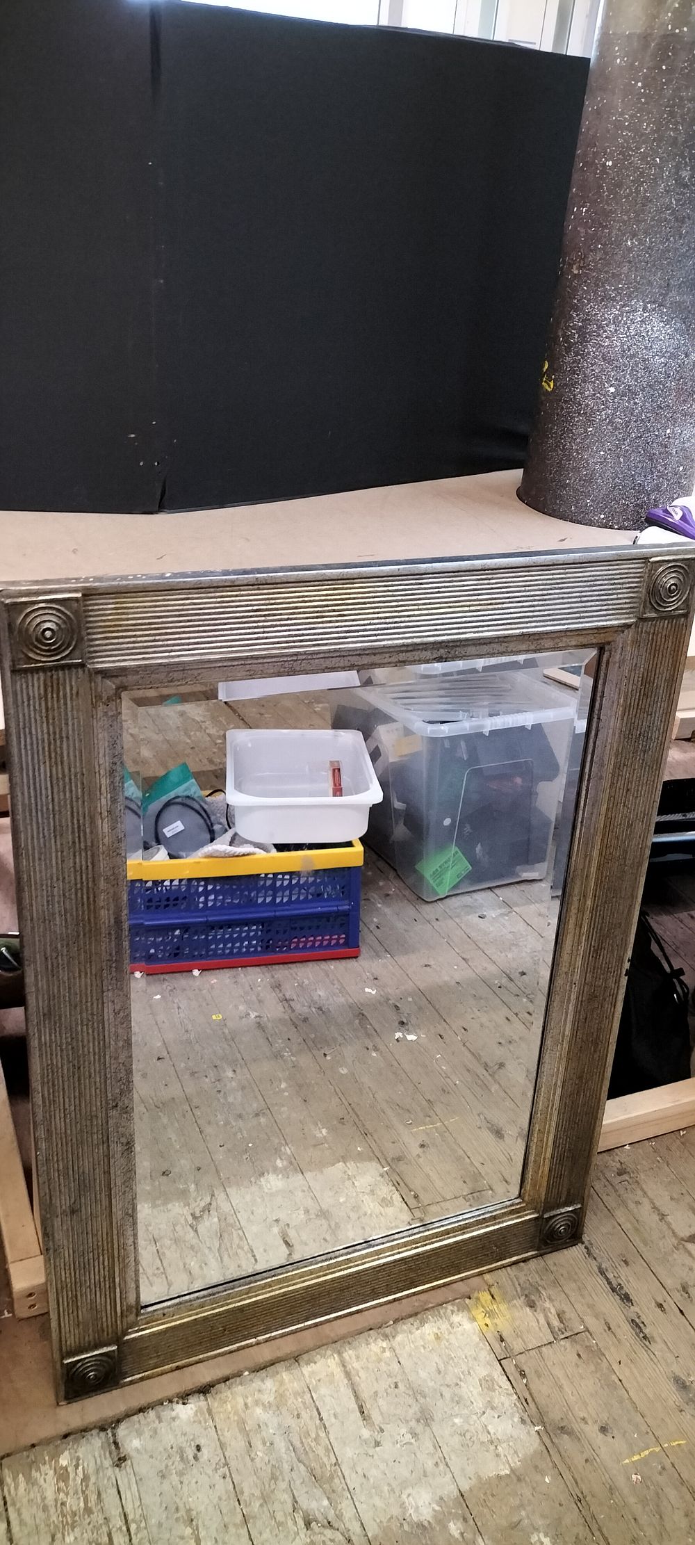 Lot 255: A Large Neoclassical Style Metallic Finished Composite Wall Mirror