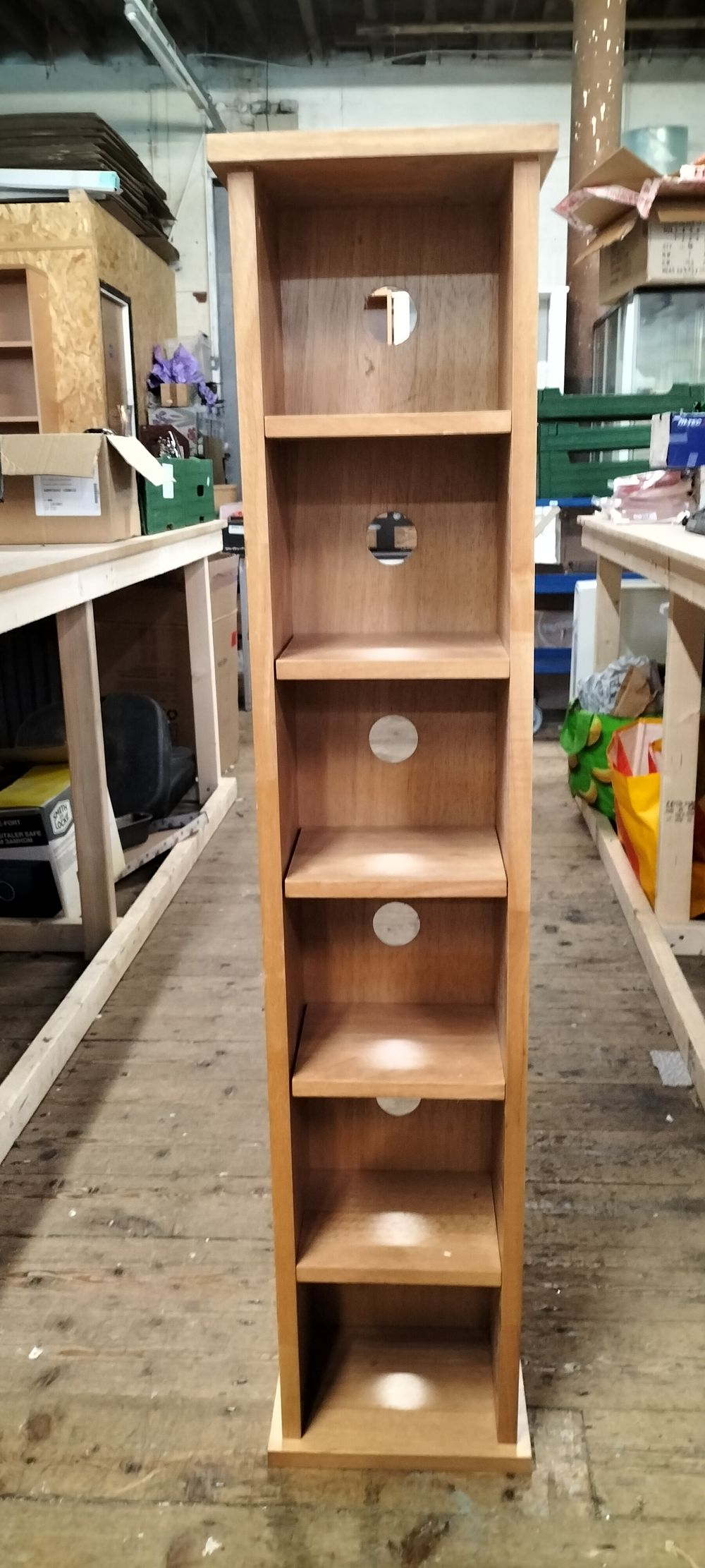 Lot 261: A Contemporary Light Wood Six Tier Media Storage Tower
