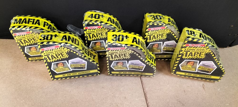 Lot 264: A Group of 6 Miko Crime Scene Tape 50m Funtape Rolls