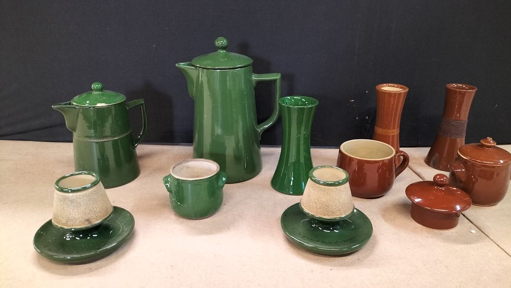 Lot 305: An Assortment of 12 Glazed Stoneware and Earthenware Items, Denby and Lovatt's Langley Ware