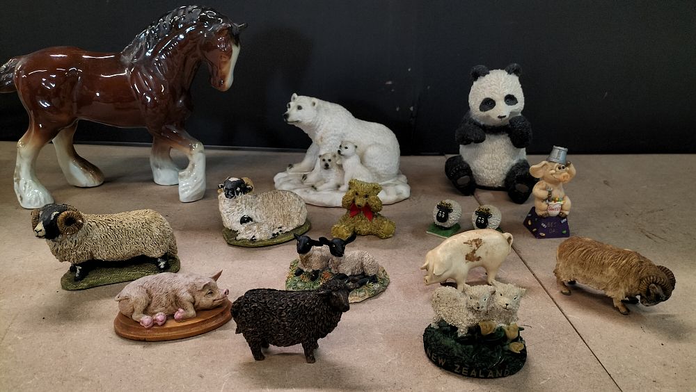 Lot 307: A Collection of Ceramic and Resin Animal Figurines