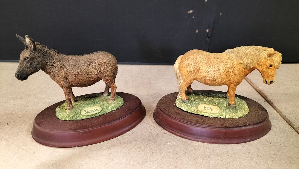 Lot 309: 2 Grays Resin Figurines of Blossom the Donkey and Ben the Pony