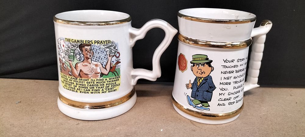 Lot 320: Two Prince William 22 Carat Gold Trimmed Humorous Ceramic Mugs
