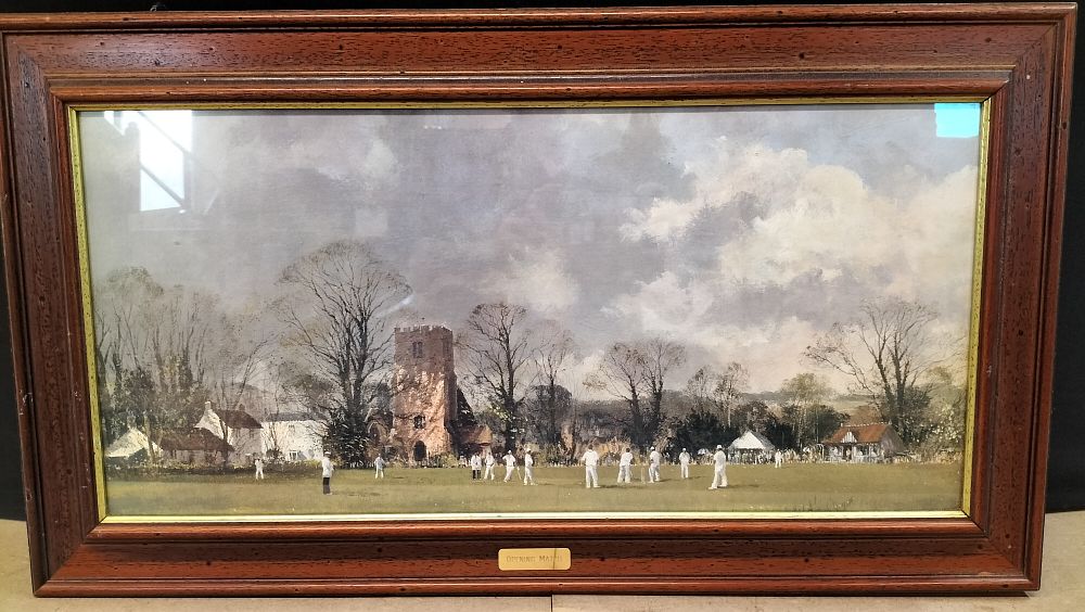 Lot 331: A Framed Wooden 'Opening Match' Village Cricket Print