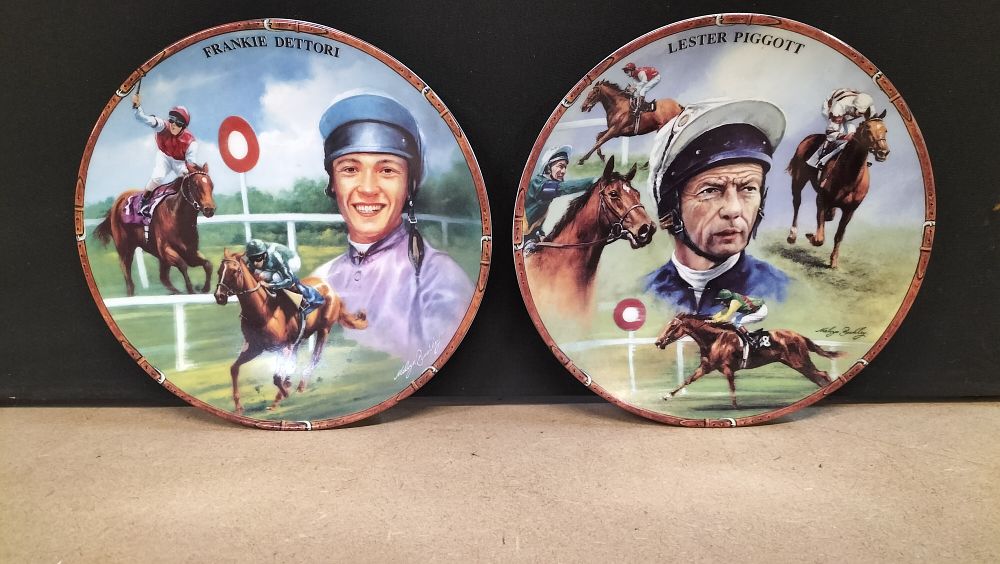 Lot 333: 2 Royal Worcester Porcelain Great Jockeys Collection Plates, Frankie Dettori and Lester Piggott