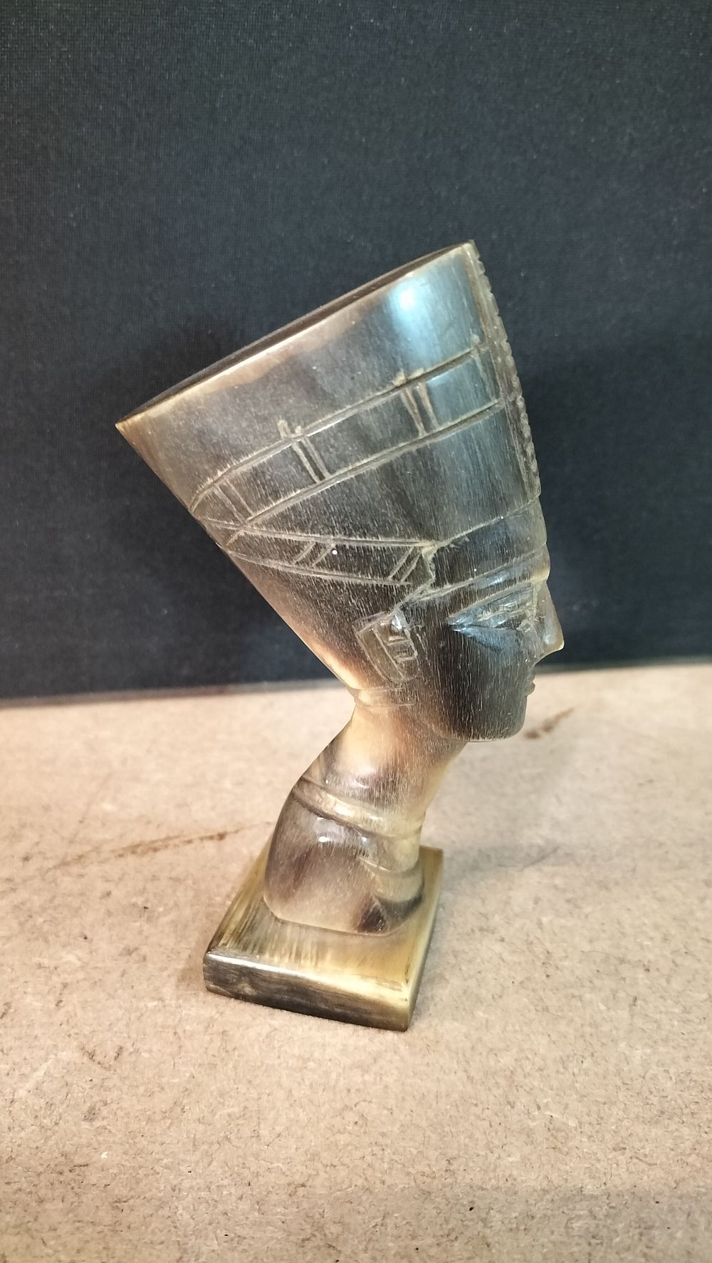 Lot 367: A Carved Bovine Horn Nefertiti Style Bust