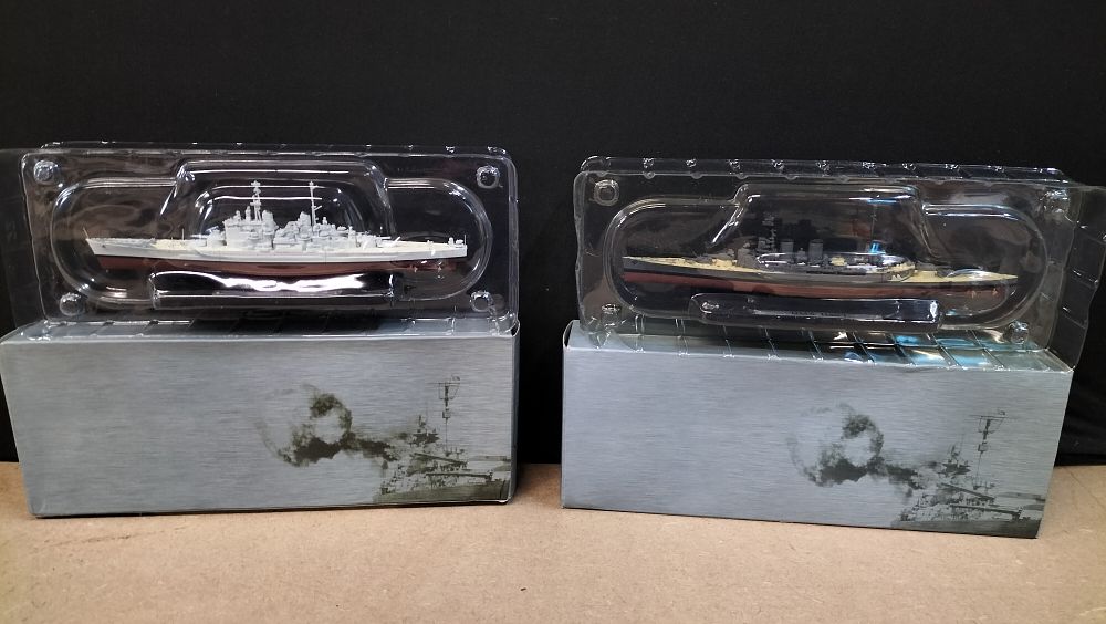 Lot 386: A Pair of Die-cast HMS Vanguard and HMS Hood Model Ships