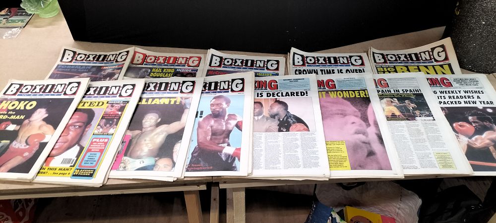 Lot 393: A Collection of 48 Issues of Boxing Weekly Periodicals 1990-1991