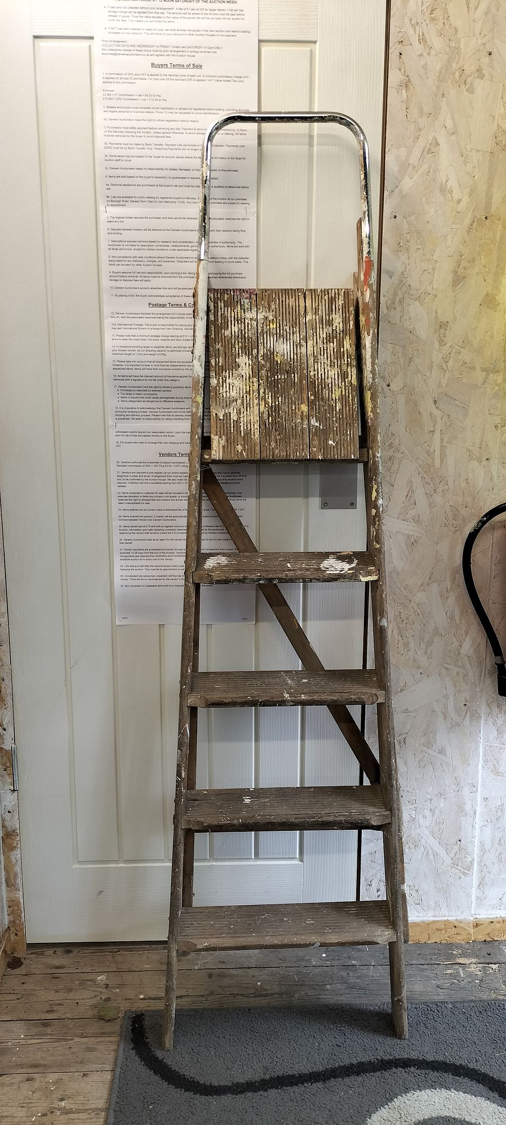 Lot 404: A Vintage Pioneer Super Steps Wooden and Chrome Five Tread Step Ladder