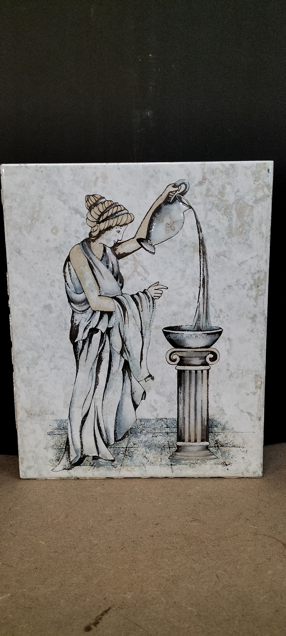 Lot 417: A Italian Ceramic Wall Tile with Neoclassical Female Figure