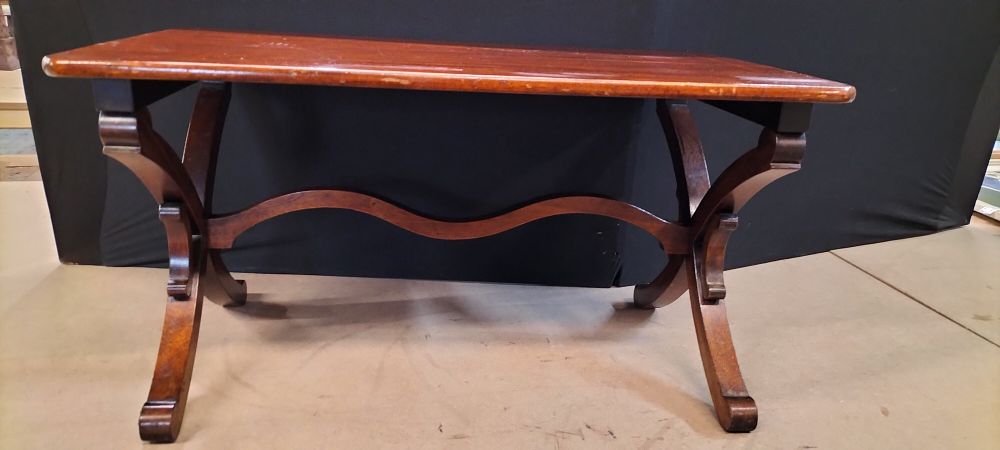 Lot 201: Regency Style Mahogany Veneered Trestle Table