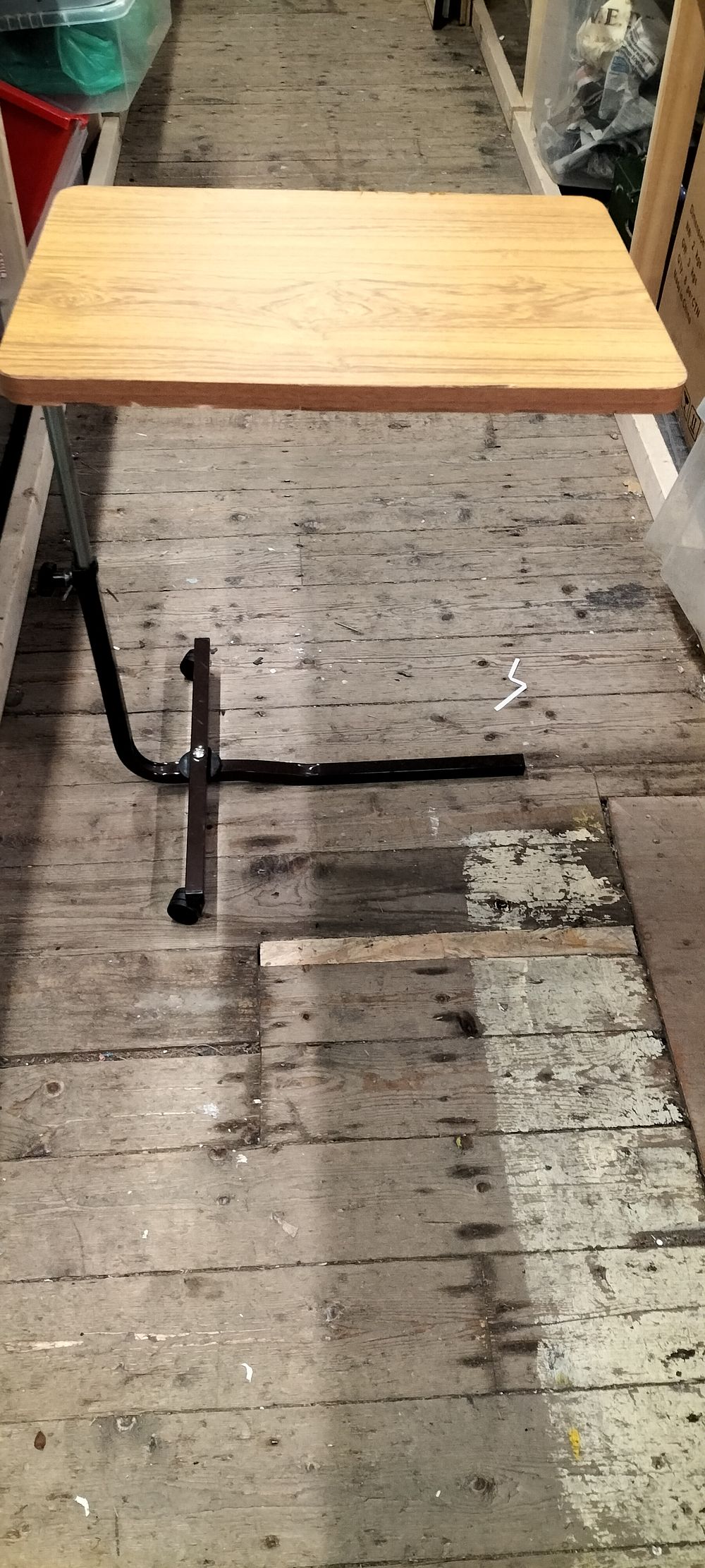 Lot 225: Adjustable Black Metal and Wood Effect Laminate Overbed Table