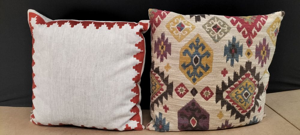 Lot 235: 2 Woven Fabric Scatter Cushions with Geometric Designs