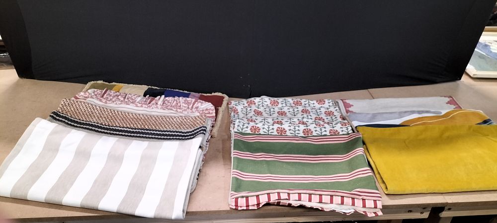 Lot 236: An Assortment of Woven and Printed Textile Fabric Pieces and Cushion Covers