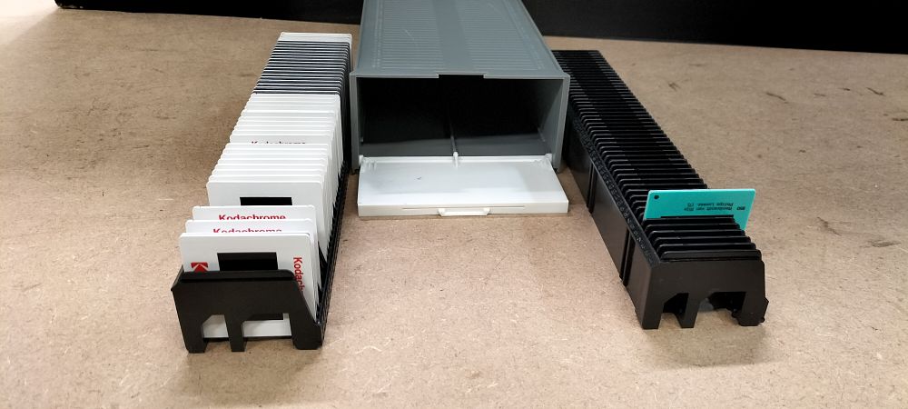 Lot 243: An Assortment of Kodachrome 35mm Transparency Slides in Plastic Storage Trays