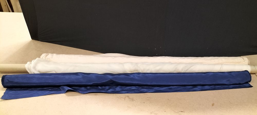 Lot 261: 3 Mixed Blue and White Fabric Rolls
