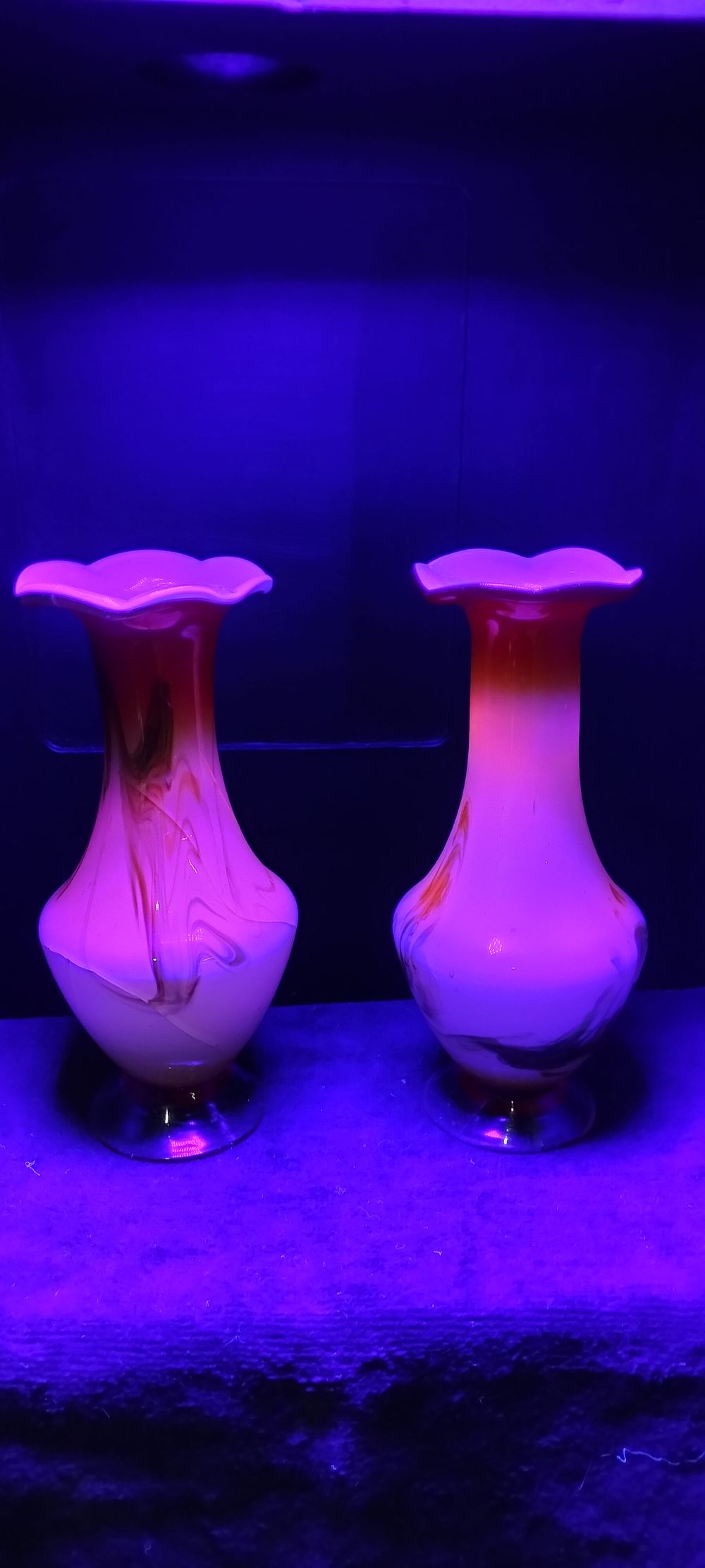 Lot 278: A Pair of Cased Opaline Art Glass Vases
