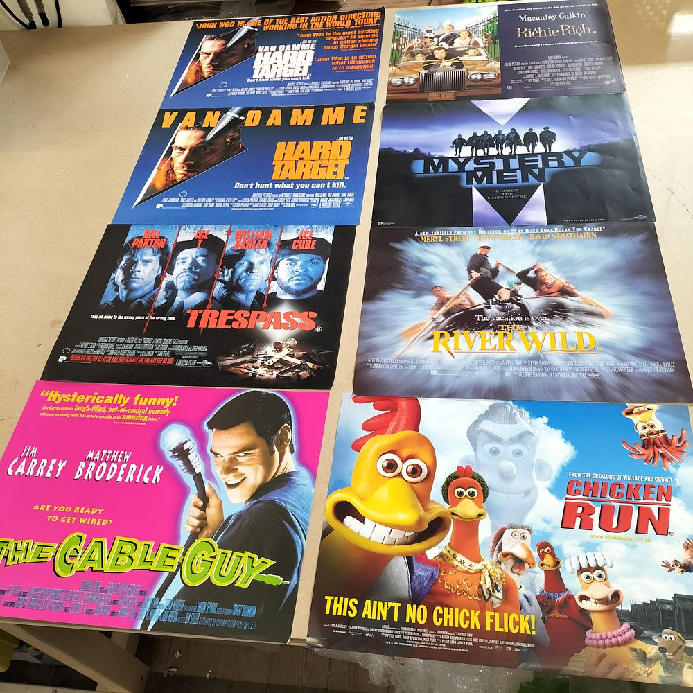 Lot 260: A Collection of 8 Original Cinema Quad Posters for Hard Target and Other 1990s Films