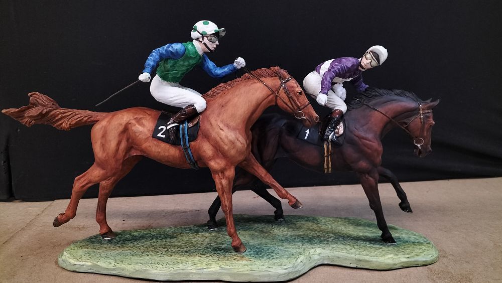 Lot 269: A D. Cecary 84 Marked Composite Thoroughbred Horse Racing Figurine, 30/500