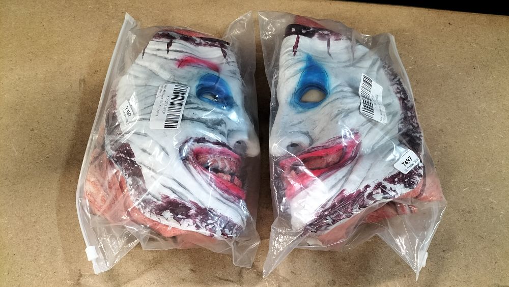 Lot 284: 2 Latex Joker Style Halloween Cosplay Costume Masks