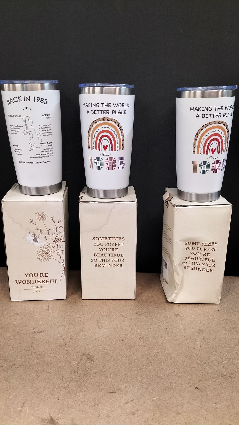 Lot 292: 3 Huizhou Yuesichuang Industrial Co. Ltd 20oz Insulated Stainless Steel Tumblers
