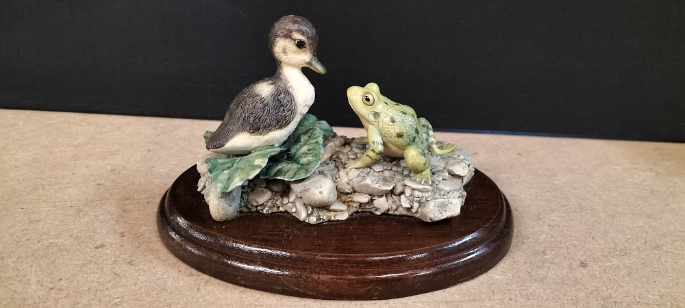 Lot 306: A Composite Figurine of a Duckling and Frog Signed Ayres