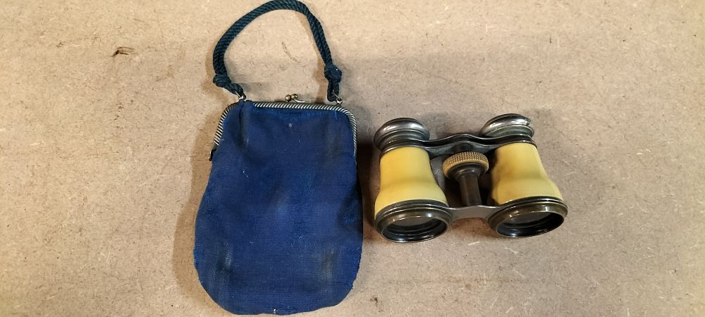 Lot 329: A Pair of Antique Celluloid and Brass Toned Metal Opera Glasses