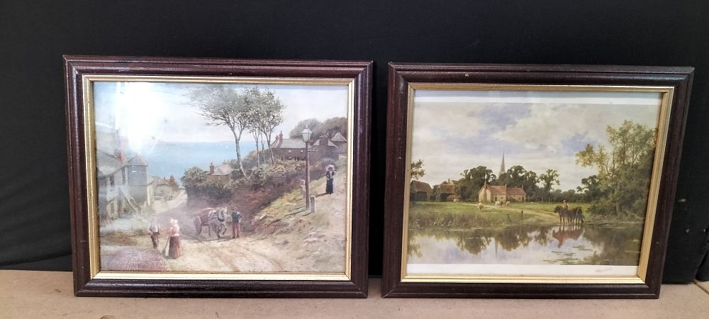 Lot 338: A Pair of Framed Prints Depicting Rural and Coastal Landscapes